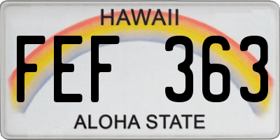 HI license plate FEF363