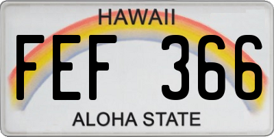 HI license plate FEF366