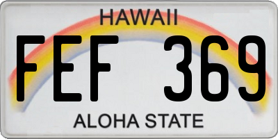 HI license plate FEF369