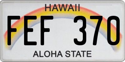 HI license plate FEF370
