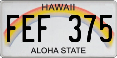 HI license plate FEF375