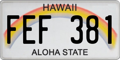 HI license plate FEF381