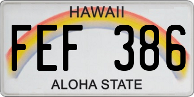 HI license plate FEF386