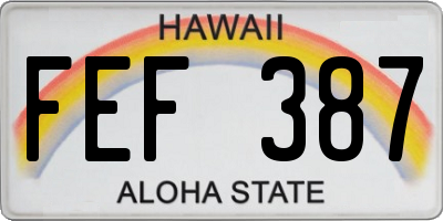 HI license plate FEF387