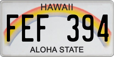 HI license plate FEF394