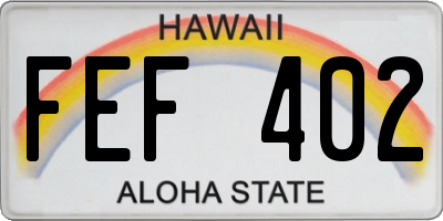 HI license plate FEF402