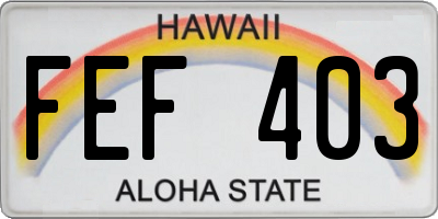 HI license plate FEF403