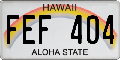 HI license plate FEF404