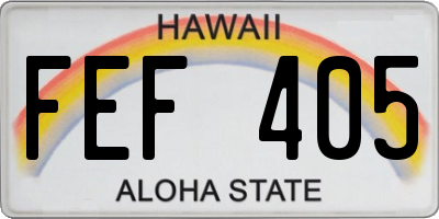 HI license plate FEF405
