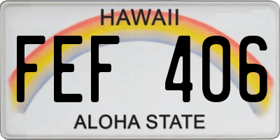 HI license plate FEF406