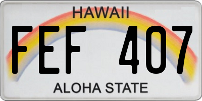 HI license plate FEF407