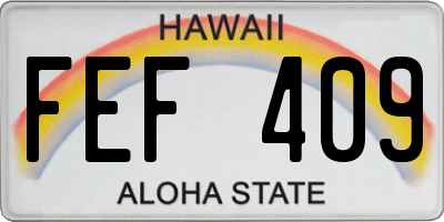 HI license plate FEF409