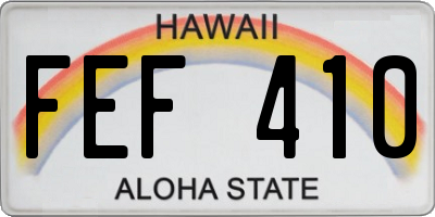 HI license plate FEF410