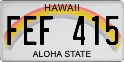 HI license plate FEF415