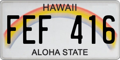 HI license plate FEF416