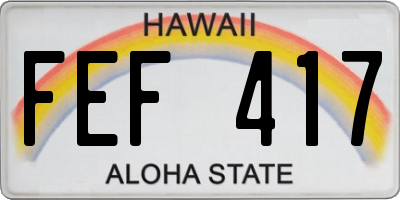 HI license plate FEF417