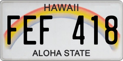HI license plate FEF418
