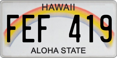 HI license plate FEF419