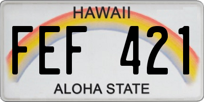 HI license plate FEF421