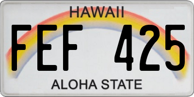 HI license plate FEF425