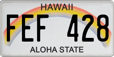 HI license plate FEF428