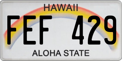 HI license plate FEF429