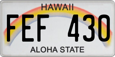 HI license plate FEF430