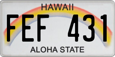 HI license plate FEF431