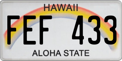 HI license plate FEF433