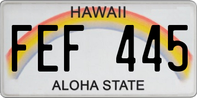 HI license plate FEF445