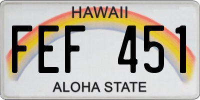 HI license plate FEF451