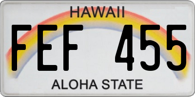 HI license plate FEF455