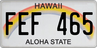 HI license plate FEF465