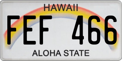 HI license plate FEF466