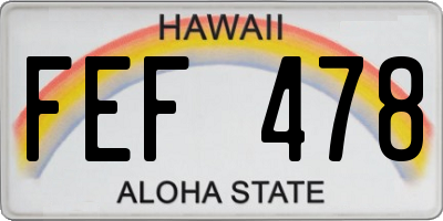 HI license plate FEF478