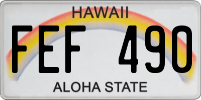 HI license plate FEF490