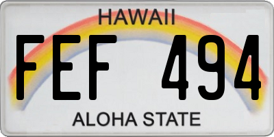 HI license plate FEF494