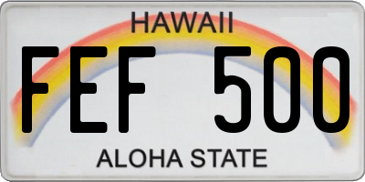 HI license plate FEF500