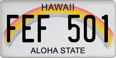 HI license plate FEF501