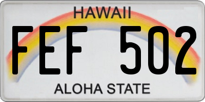 HI license plate FEF502