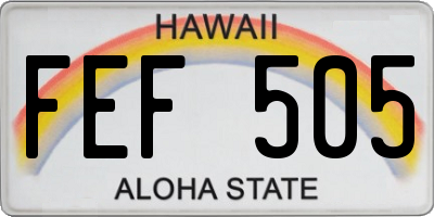 HI license plate FEF505