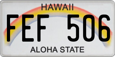 HI license plate FEF506