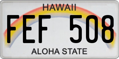 HI license plate FEF508