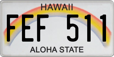 HI license plate FEF511