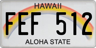 HI license plate FEF512