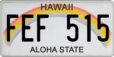 HI license plate FEF515