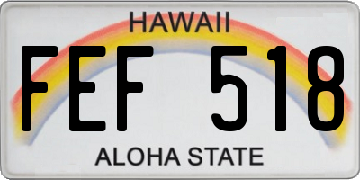 HI license plate FEF518
