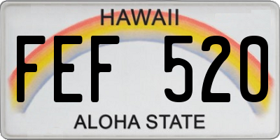 HI license plate FEF520