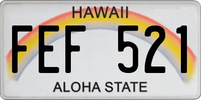 HI license plate FEF521