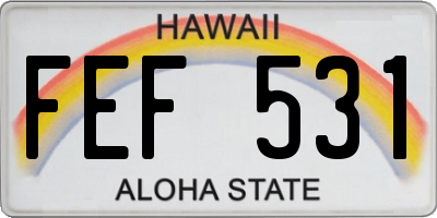 HI license plate FEF531